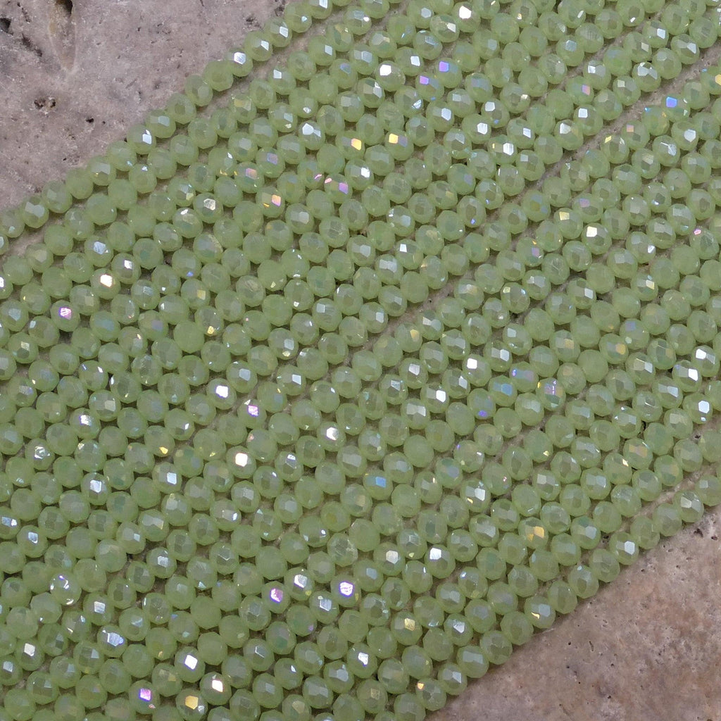 Crystal Faceted Rondelle Chrysolite Opal, 2mm 4mm 6mm 8mm