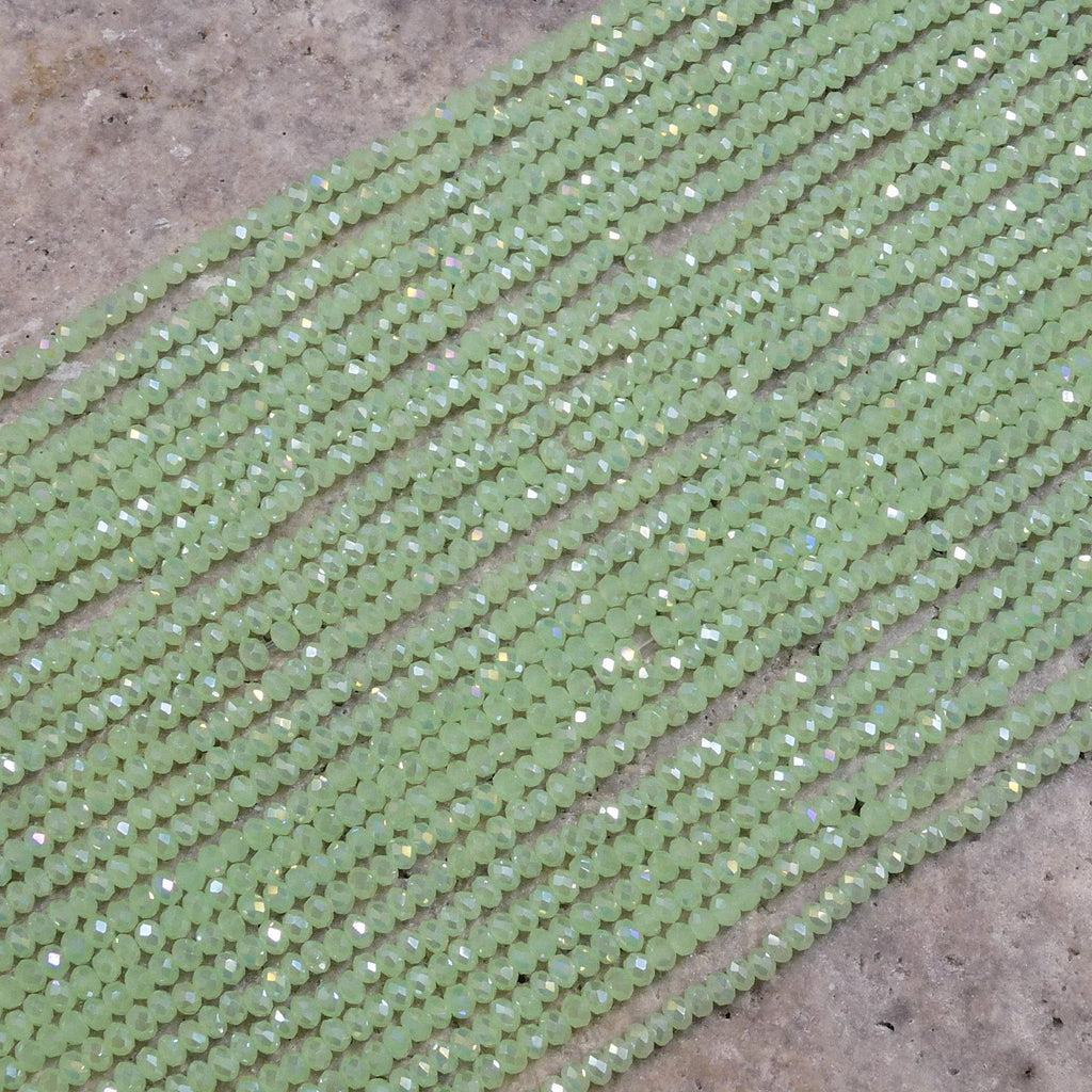 Crystal Faceted Rondelle Chrysolite Opal, 2mm 4mm 6mm 8mm