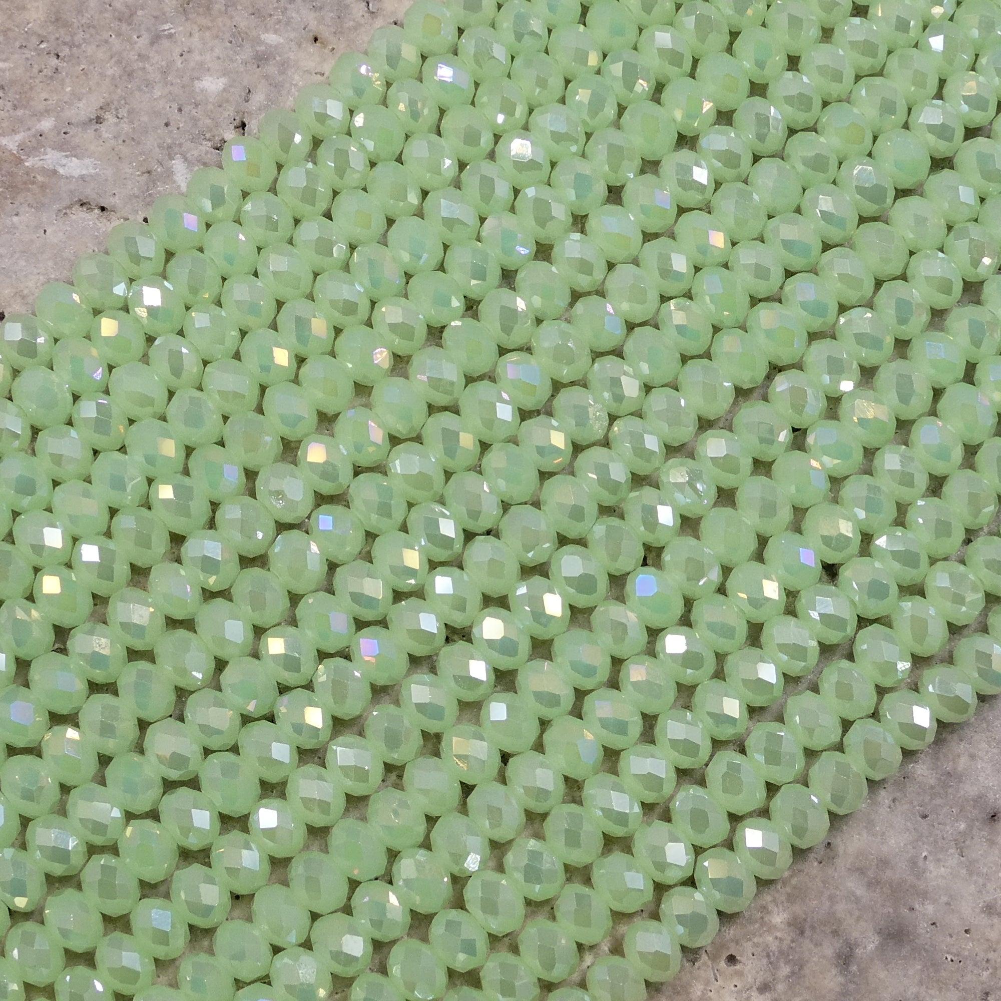 Crystal Faceted Rondelle Chrysolite Opal, 2mm 4mm 6mm 8mm
